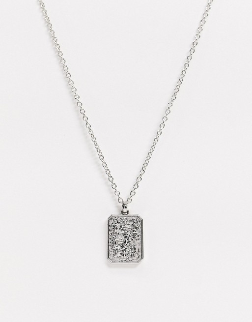 Topman neckchain in silver with dragon tag pendant