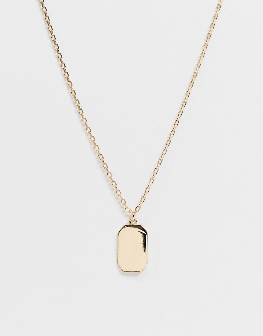 Topman Necklace In Gold With Dogtag Pendant