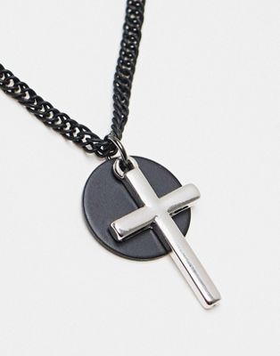 Topman necklace with cross and disc pendant in multi - ASOS Price Checker