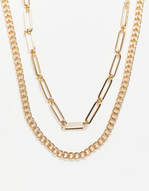 Topman necklace with mix chain in gold