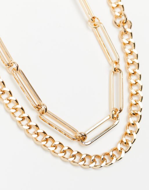 Topman necklace with mix chain in gold