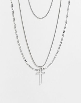 Topman necklace with multi chain in silver