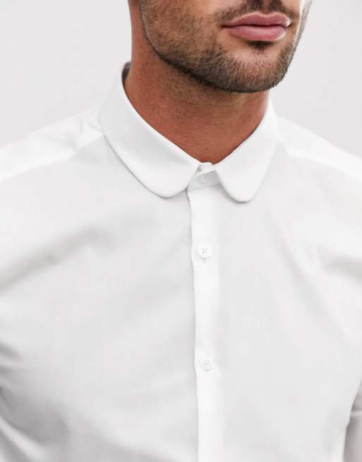 volwassen Afstudeeralbum arm Topman - Net overhemd met ronde kraag in wit | ASOS