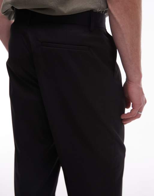 Topman - Nette broek met wijde pijpen en plooien in zwart, 3 van 5
