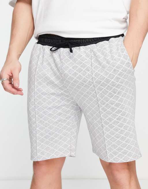 Topman - Nette shorts met ruitvormig design in grijs