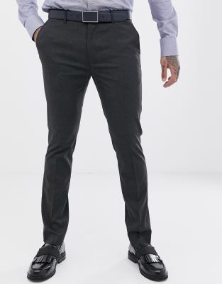 Topman skinny smart trousers in grey Grey