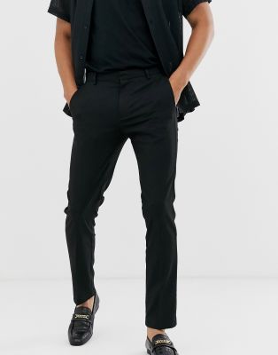 Topman skinny smart trousers in black Black