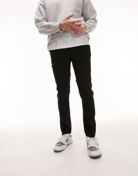 Topman - Nette skinny broek met elastische tailleband in zwart - view 1