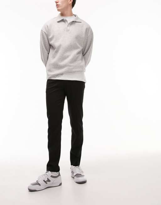 Topman - Nette skinny broek met elastische tailleband in zwart, 3 van 5