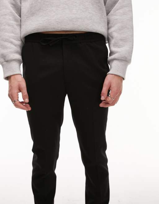 Topman - Nette skinny broek met elastische tailleband in zwart, 4 van 5