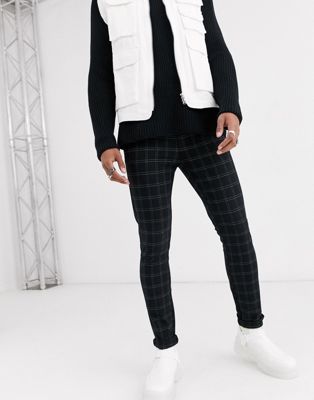 Topman - Nette skinny broek met zwart-wit ruitpatroon