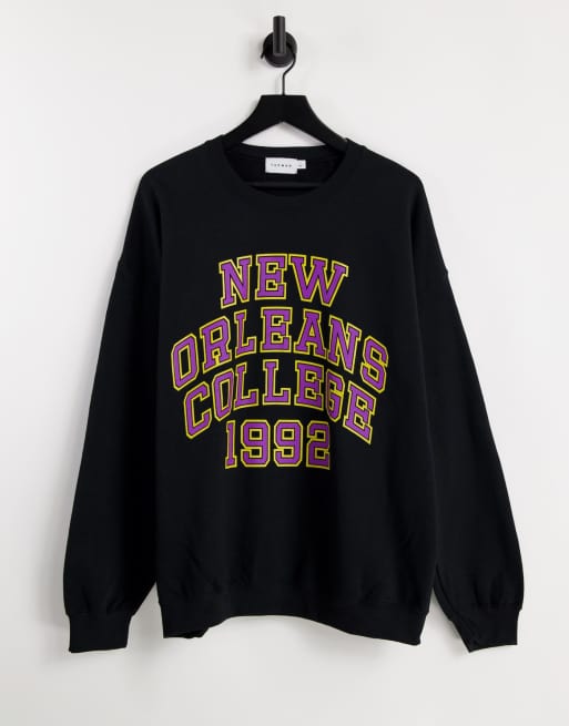 Topman new orleans sweatshirt in black