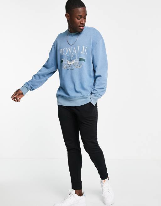 Topman – Niebieska bluza dresowa z nadrukiem „Club de Soleil”, 4 z 4