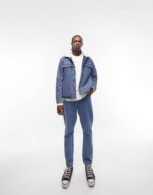 Topman – Niebieska kurtka jeansowa z kołnierzem z kożuszka, 4 z 4
