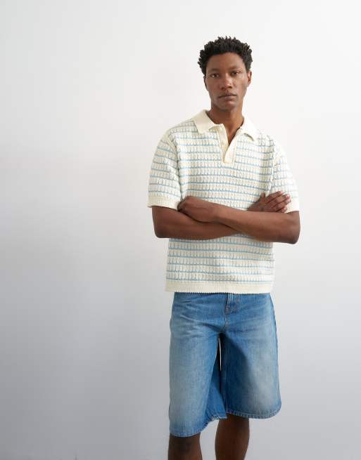 Topman – Niebieska szydełkowana koszulka polo o regularnym kroju, 4 z 5