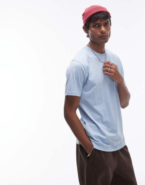 Topman – Niebieski T-shirt o klasycznym kroju - view 1