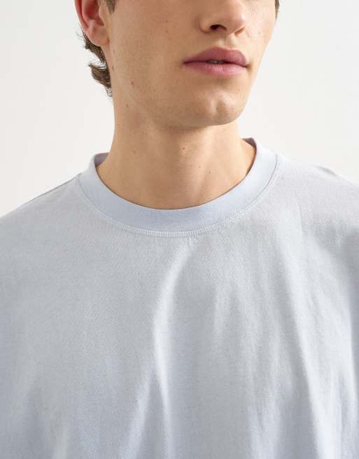 Topman – Niebieski T-shirt o pudełkowym kroju z efektem sprania, 5 z 5