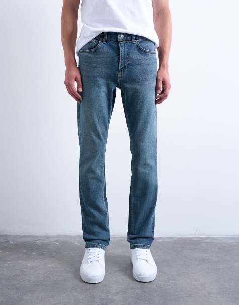 Topman stretch slim jean in mid wash