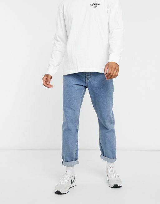Topman – Niebieskie jeansy o luźnym kroju
