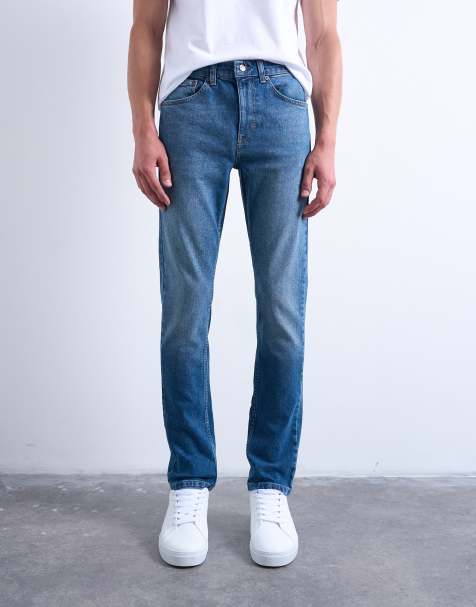 Topman stretch skinny jean in mid wash