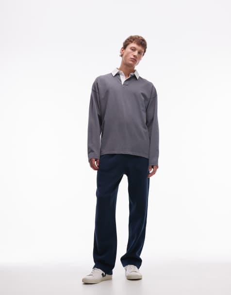 Topman – Niebieskie joggersy z prostymi nogawkami i efektem sprania - view 1