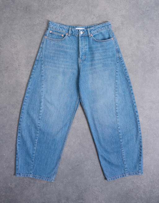 Topman – Niebieskie sztywne jeansy barrel, 6 z 7