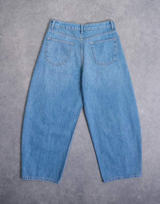 Topman – Niebieskie sztywne jeansy barrel, 7 z 7