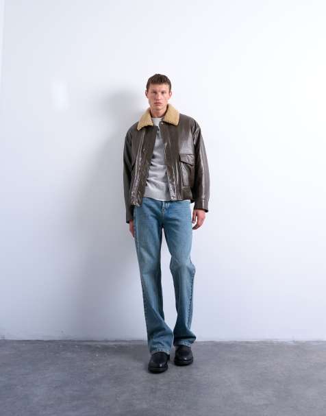 Topman rigid flare jean in mid wash