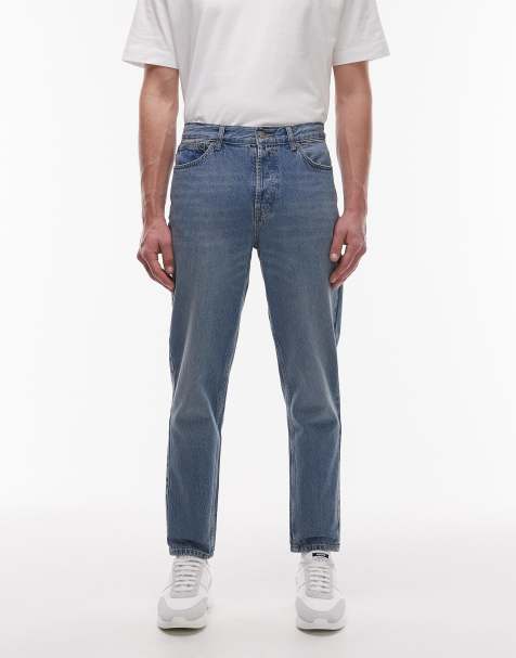 Topman – Niebieskie sztywne jeansy ze zwężanymi nogawkami - view 1