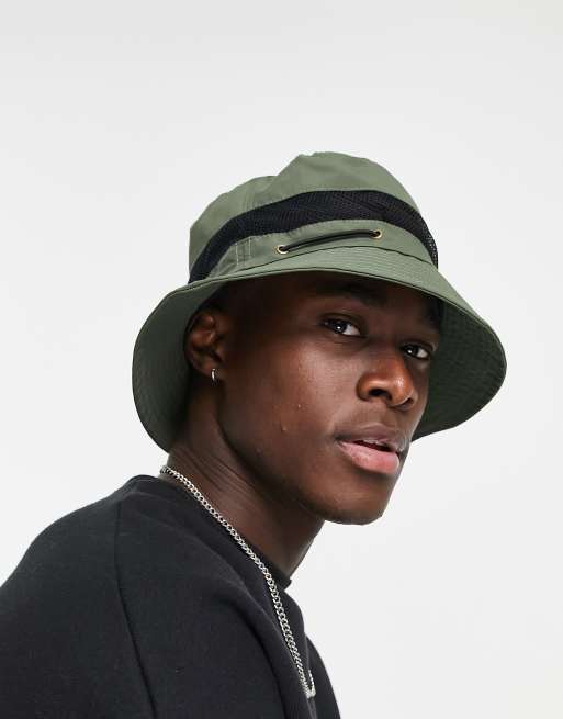 Topman nylon bucket hat in khaki | ASOS