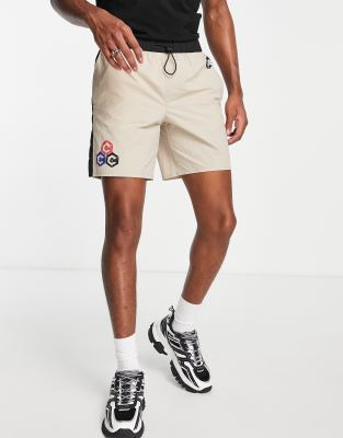 Topman nylon side stripe shorts in stone - ASOS Price Checker