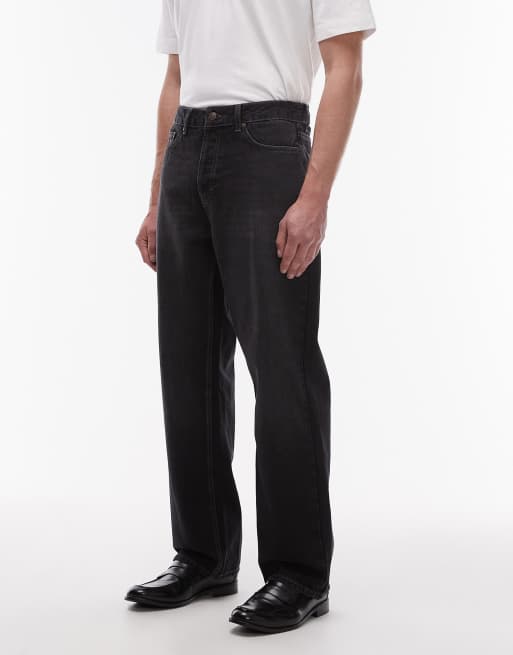Topman – Obszerne sztywne jeansy w spranym czarnym kolorze, 3 z 5