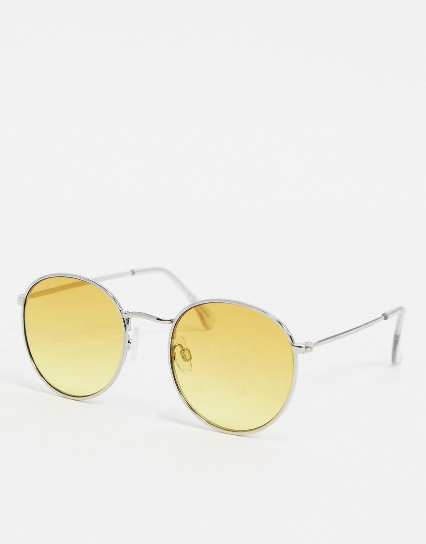 Topman - Occhiali da sole rotondi con lenti gialle-Oro