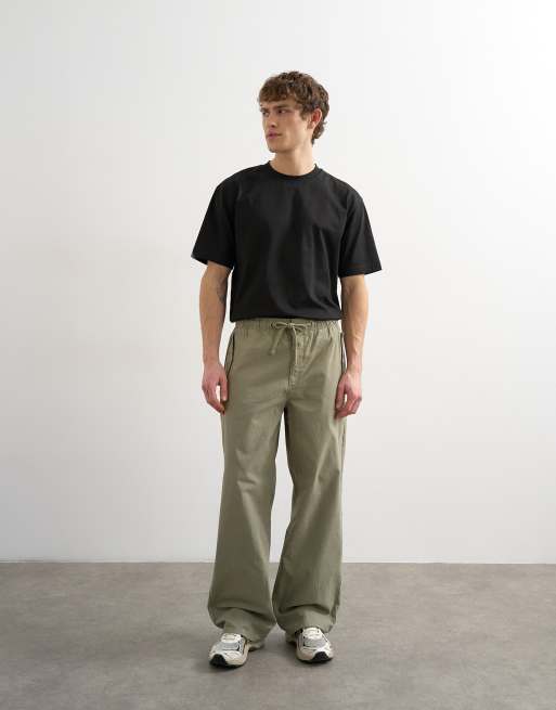 Topman – Olivgröna, baggy cargobyxor i canvas, 4 av 5