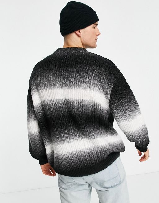 Topman ombre stripe sweater in black