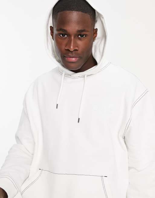 Topman OMC reflective print oversized hoodie in white - part of a set