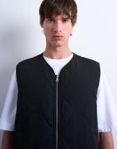 Topman onion quilted gilet in black