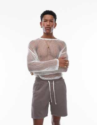  Topman open knit long sleeve jumper in white