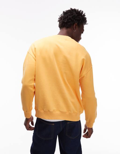 Topman – Orange, tvättad sweatshirt i oversize med 'Swimming Club'-broderi, 4 av 4