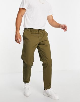 Topman cotton blend relaxed chino in khaki