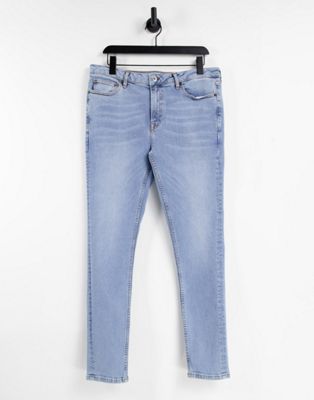 Topman organic cotton blend spray on jeans in mid wash