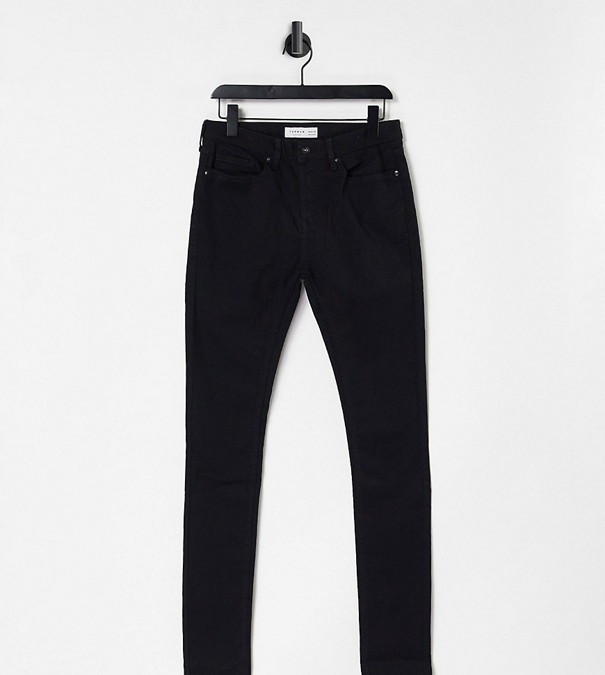 Topman organic cotton blend tall spray on jeans in black