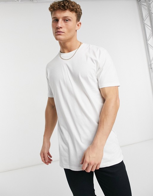 Topman organic cotton longline t-shirt in white