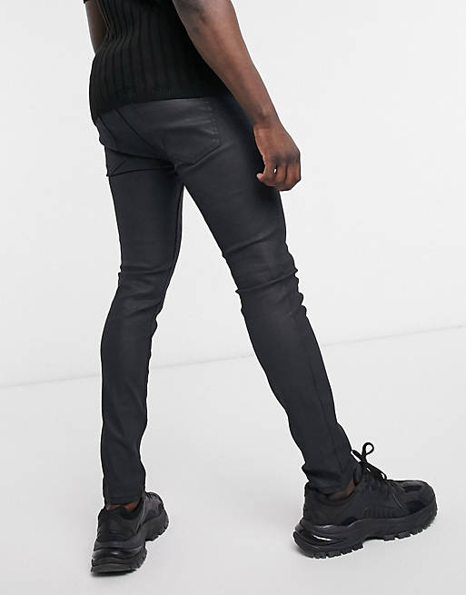 Topman organic cotton skinny coated jeans black | ASOS