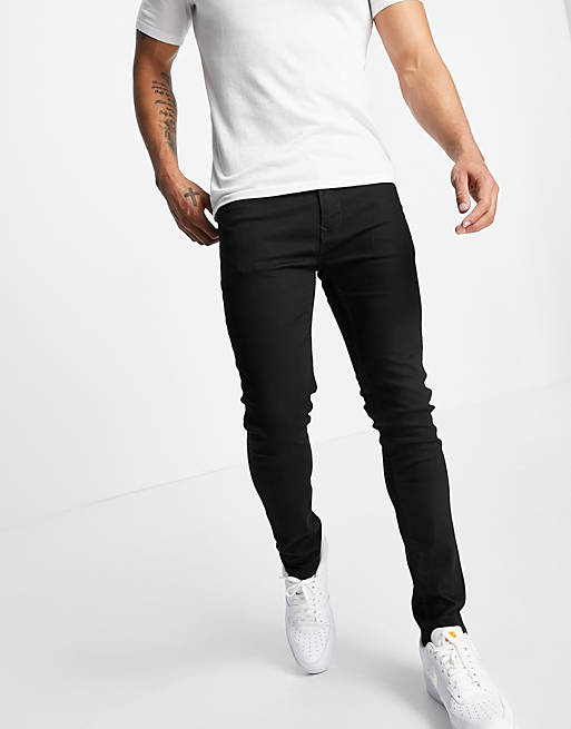 Topman organic cotton blend stretch skinny jeans in stay black