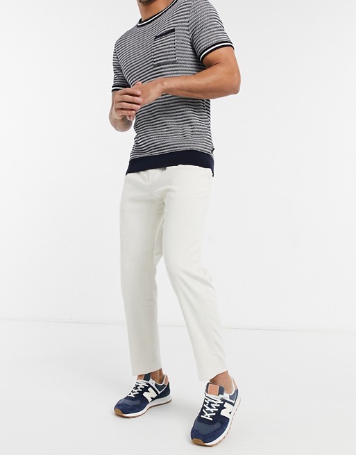 Topman tapered trousers in stone cord