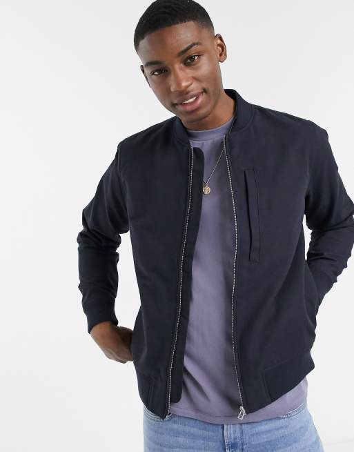 Topman navy 2025 bomber jacket