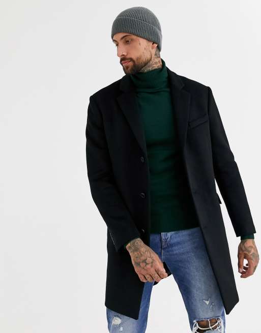 Topman shop black overcoat