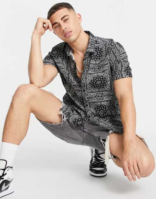 Topman - Overhemd met bandanaprint in zwart 