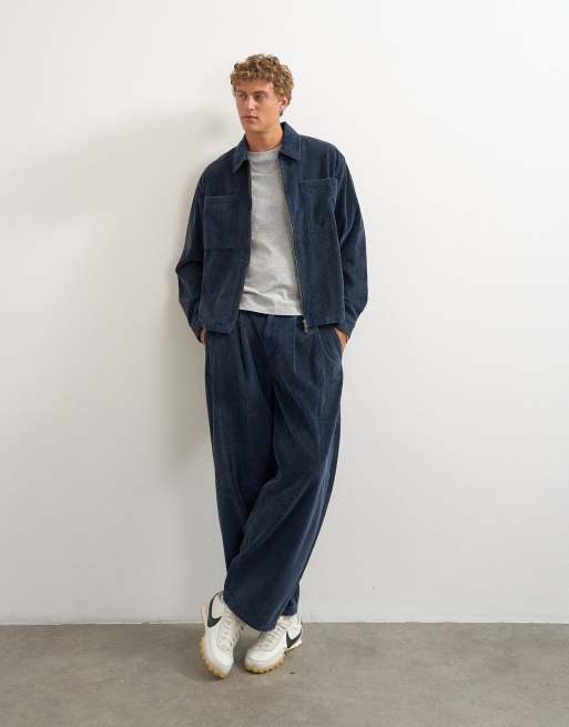 Topman overshirt cropped o luźnym kroju ze spranego sztruksu w spranym niebieskim, 3 z 5